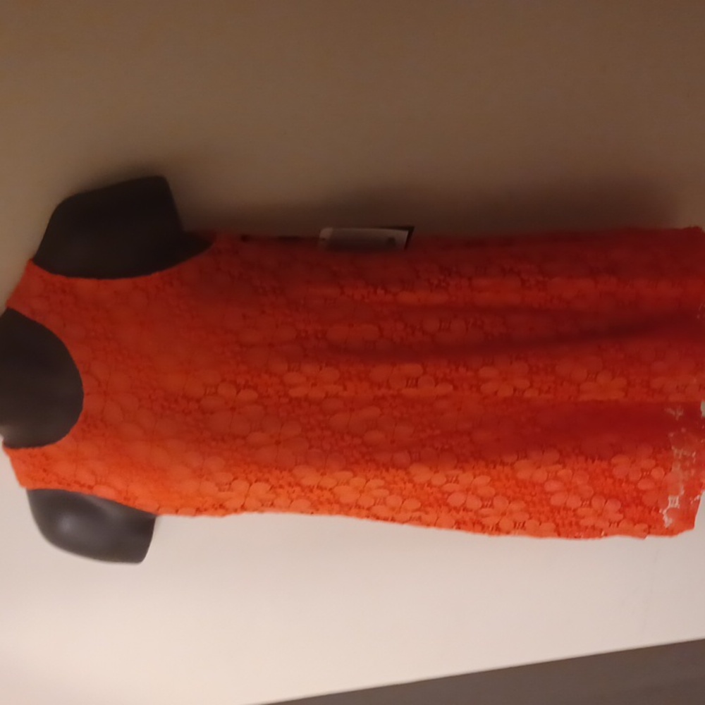NWT Karl Lagerfeld Paris Vibrant Coral Red Mini Dress - Picture 6 of 9